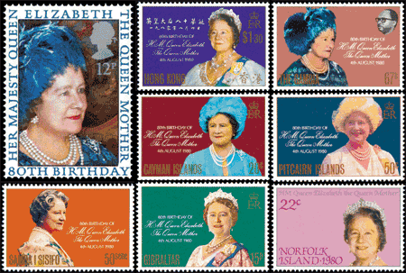 クイーンマザー 記念切手 Queen Mother's 80th Birthday - 1980 Mint Set of 15