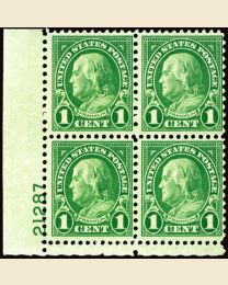 #632 - 1¢ Franklin: Plate Block