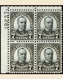 #639 - 7¢ McKinley: Plate Block
