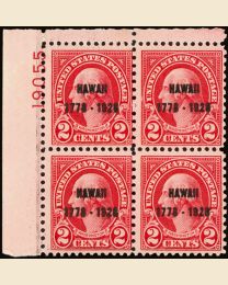 #647 - 2¢ Hawaii overprint: Plate Block