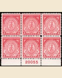 #682 - 2¢ Massachusetts Bay Colony: Plate Block