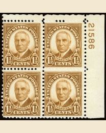 #684 - 1 1/2¢ Harding: Plate Block