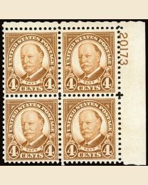 #685 - 4¢ Taft: Plate Block