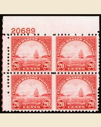 #698 - 20¢ Golden Gate: Plate Block