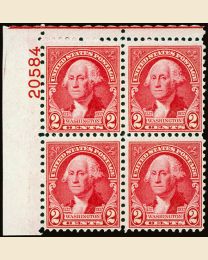 #707 - 2¢ Washington: Plate Block