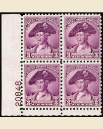 #708 - 3¢ Washington: Plate Block