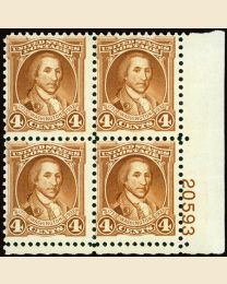 #709 - 4¢ Washington: Plate Block