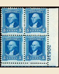 #710 - 5¢ Washington: Plate Block
