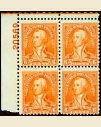 #711 - 6¢ Washington: Plate Block