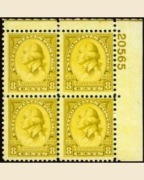 #713 - 8¢ Washington: Plate Block