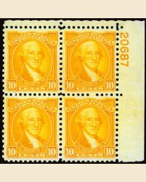 #715 - 10¢ Washington: Plate Block