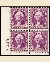 #720 - 3¢ Washington: Plate Block