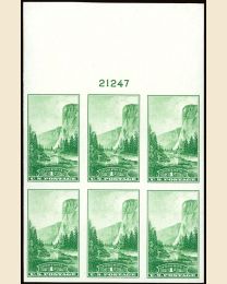 #756 - 1¢ Yosemite: Plate Block