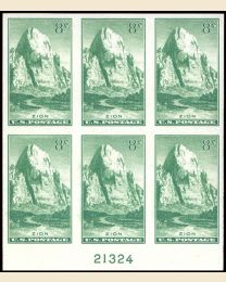 #763 - 8¢ Zion: Plate Block