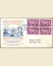#776 - 3¢ Texas Centennial FDC