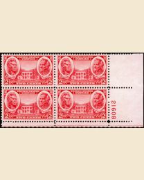 #786 - 2¢ Jackson & Scott: Plate Block