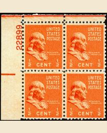 # 803 - 1/2¢ Franklin: plate block