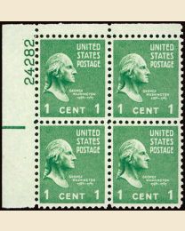 # 804 - 1¢ G. Wash.: plate block