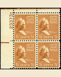 # 805 - 1 1/2¢ M. Wash.: plate block