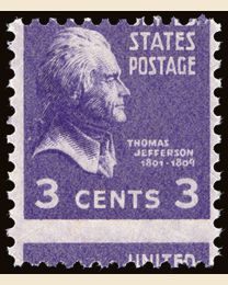 US #807 3¢ Thomas Jefferson Error