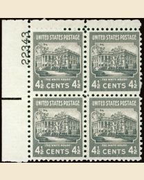 # 809 - 4 1/2¢ White House: plate block