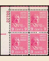 # 814 - 9¢ Harrison: plate block