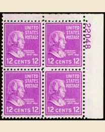 # 817 - 12¢ Taylor: plate block