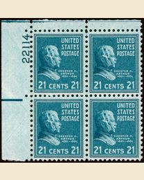 # 826 - 21¢ Arthur: plate block