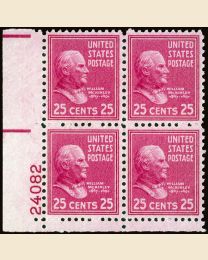 # 829 - 25¢ McKinley: plate block