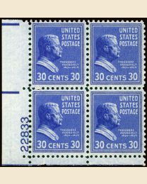 # 830 - 30¢ T. Roosevelt: plate block