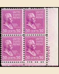 # 831 - 50¢ William H. Taft: plate block
