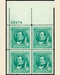 # 859 - 1¢ W. Irving: plate block