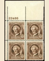 # 863 - 10¢ S. Clemens: plate block