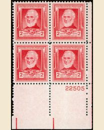 # 865 - 2¢ J.G. Whittier: plate block