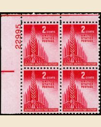 # 907 - 2¢ Allied Nations: plate block