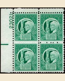 # 908 - 1¢ Four Freedoms: plate block