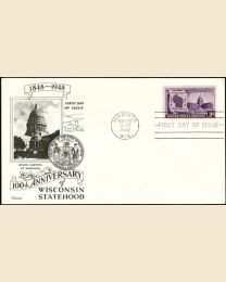 #957 - 3¢ Wisconsin  FDC