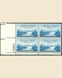 # 961 - 3¢ U.S.-Canada: plate block