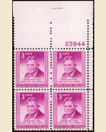 # 975 - 3¢ Will Rogers: plate block