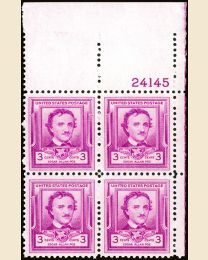 # 986 - 3¢ Edgar Allan Poe: plate block
