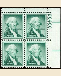 #1031 - 1¢ Washington: plate block