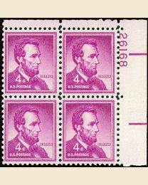 #1036 - 4¢ A. Lincoln: plate block