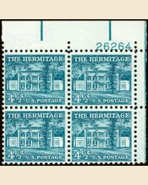 #1037 - 4 1/2¢ Hermitage: plate block