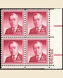 #1040 - 7¢ W. Wilson: plate block