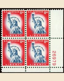 #1044A - 11¢ Liberty: plate block