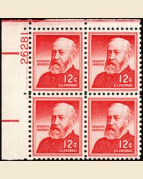 #1045 - 12¢ B. Harrison: plate block