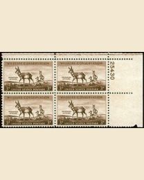 #1078 - 3¢ Antelope: plate block