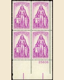 #1087 - 3¢ Polio: plate block
