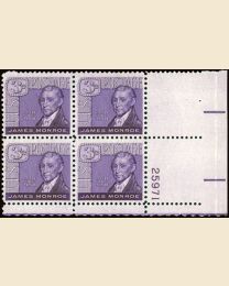 #1105 - 3¢ James Monroe: plate block