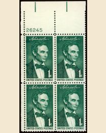 #1113 - 1¢ Lincoln: plate block
